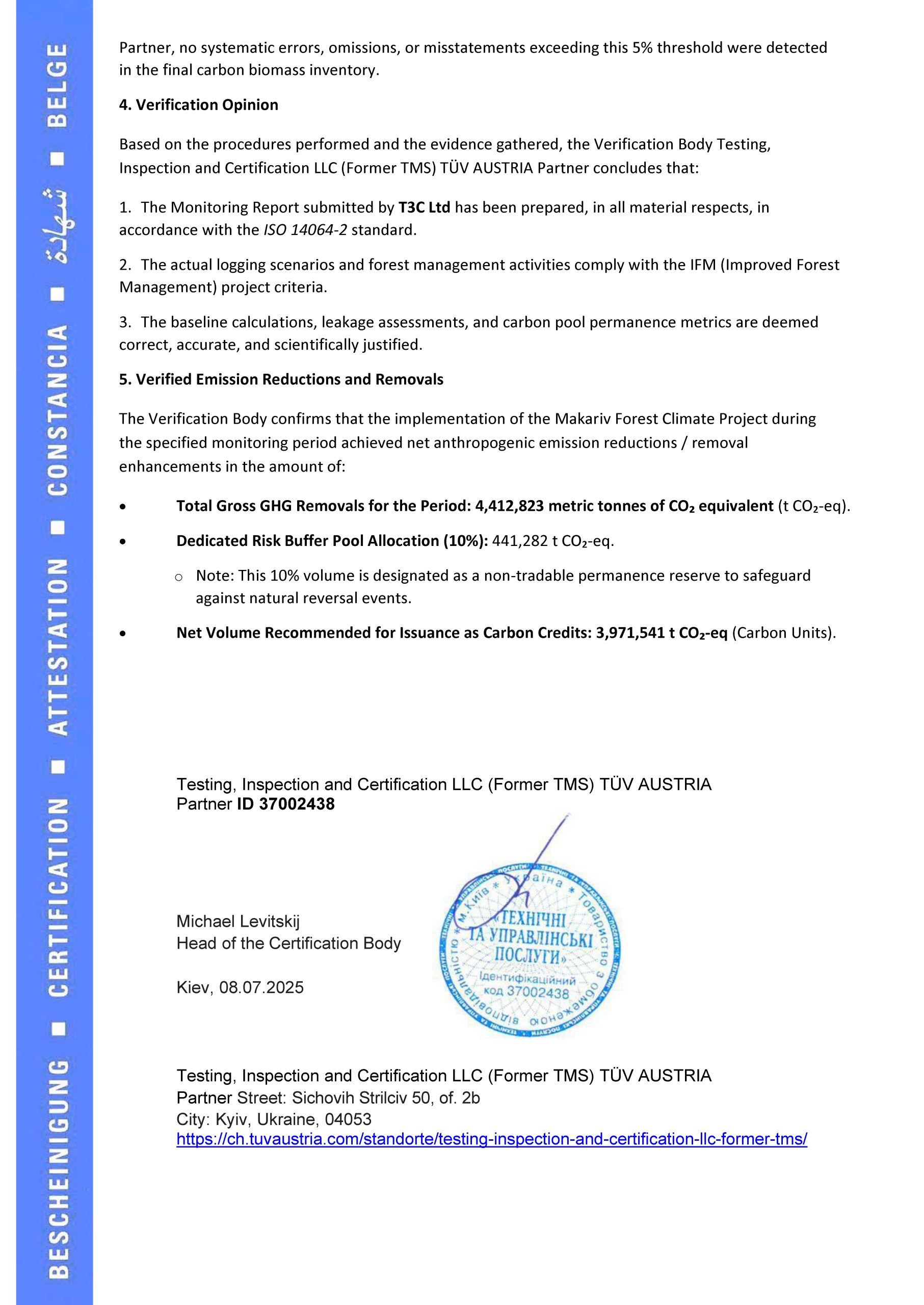CARBON CLIMATE PROJECT VERIFICATION STATEMENT 2025_07-1 Makariv_Page_2